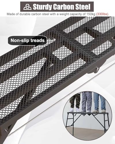 Andamios Multiusos, Plataforma metálica Plegable para Andamios, Escalera de Plataforma de Trabajo Antideslizante, Banco de Trabajo para Interiores y Exteriores para escal