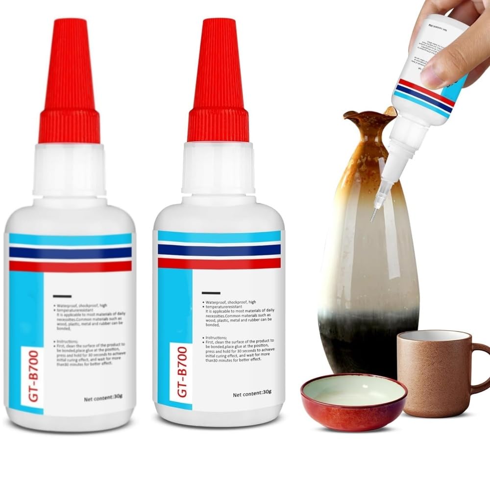 2 PCS 30g Ceramic and Porcelain Repair Glue, Quick-Drying Strong Bond Glue Waterproof Instant Adhesive for Fixing Dishes, Cups, Pottery & DIY