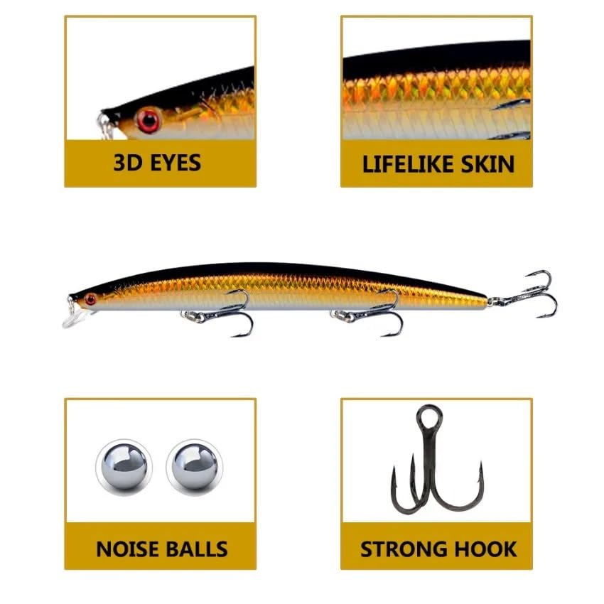 XILILHC 20 Stück Kunstköder Hard Minnow Crankbait Angelköder Set Wobbler for Hecht Trolling Angelgerät 15 g 24 g Kunstköder-Set