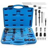 YUZINO 21pcs Injektor Reinigungsset, Injektorsitz Fräser Set mit Hartmetallfräsköpfen, Bürsten & Zubehör, Injektoren Werkzeug Einspritzdüsen Reinigungs Werkzeug, Blau