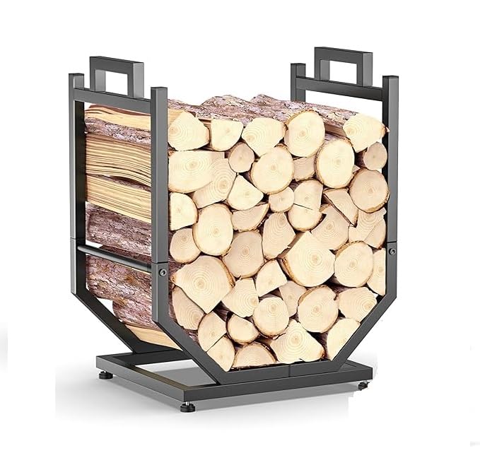 New Mark Impex Heavy Duty Firewood Log Rack, Indoor Outdoor Metal Storage Holder, 48.3 x 33 x 43.2 cm, Black-image-25