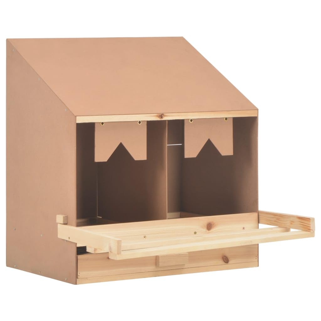 Pondoir 2 compartiments en bois de pin massif 63x40x65 cm