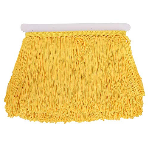 Emoshayoga 10yd 14cm de Largo Flecos Borla poli�ster Encaje Ajuste Cinta Coser Escenario DIY Ropa Cortina Accesorios para Prendas de Vestir(Amarillo Dorado)