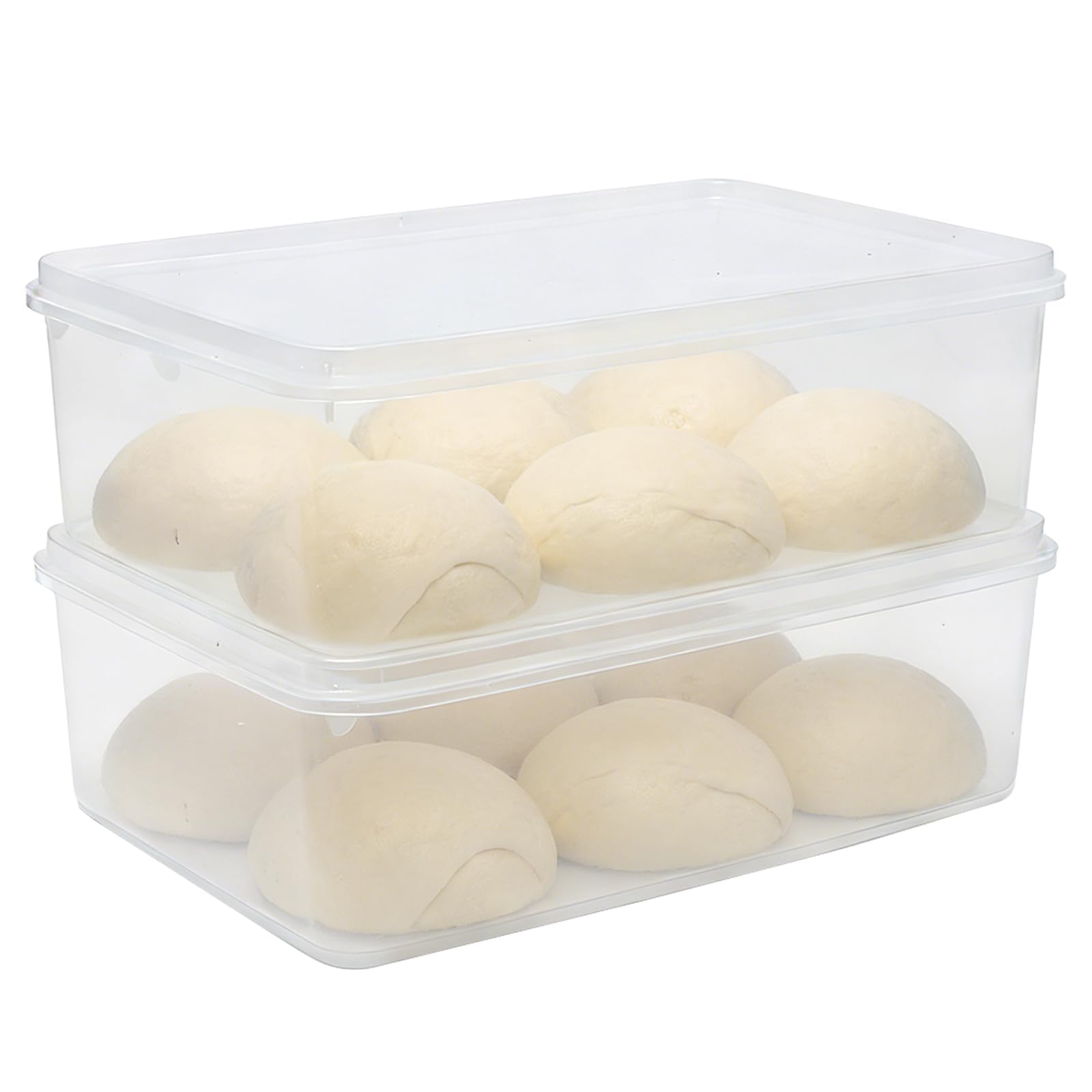 Punorric2 Pack Pizza Dough Proofing Box 6L with Lid, Food Grade Stackable Dough Tray for 2–3 Pizza Dough Balls per Tray, Stackable Bread Proofing Box for Home Kitchen and Refrigerator
