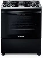Fogão 5 Bocas de Piso Brastemp Mesa de Vidro Bivolt Preto BFS5VCE