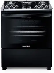 Fogão 5 Bocas de Piso Brastemp Mesa de Vidro Bivolt Preto BFS5VCE