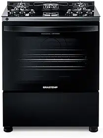 Fogão 5 Bocas de Piso Brastemp Mesa de Vidro Bivolt Preto BFS5VCE