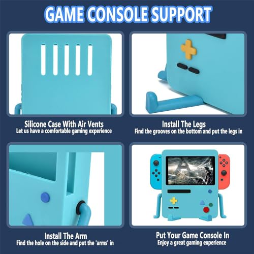 Cartoon Cute Switch Games Protective Hard Cover Case for Switch Console Controlle Game Console Cover Protective Shell for Switch Portable Video Game Stand Holder Accessory (Cooling Fan-Green)