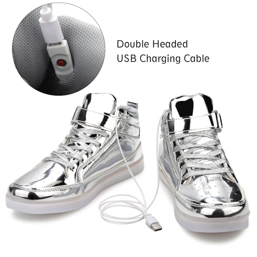 Image of Light Up Shoes Men Women LED Shoes USB Charging Adult High Top LED Sneakers Glow in The Dark Footwear for Dancing Party Festivals Festivals