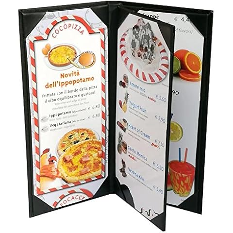4 pcs of Restaurant Menu Covers Holders 4.75" X 11" Inches, 3panel 4view,Sold By Case,With Clear PVC sheets for Paper Protection Cover