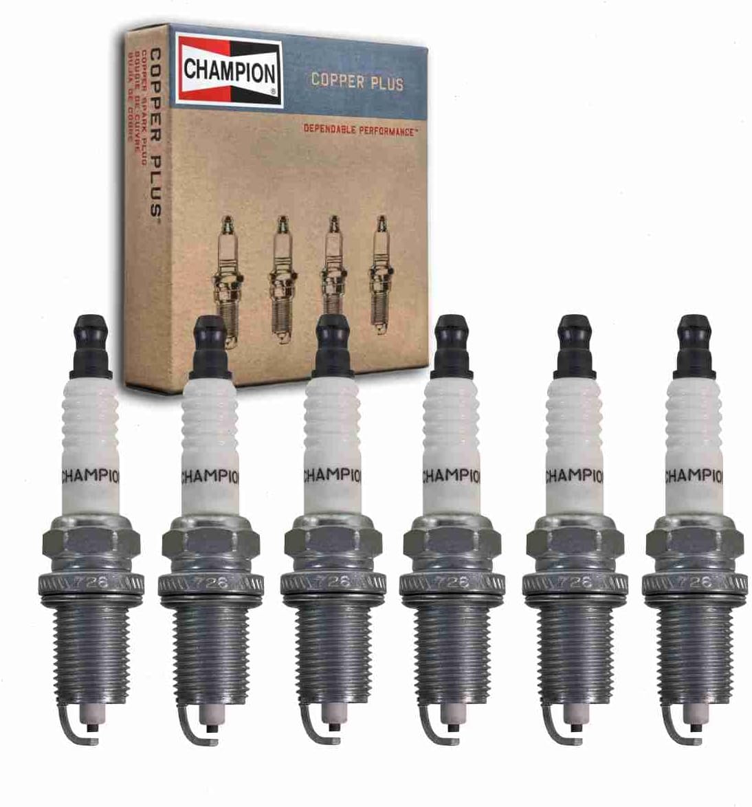 6 pc Champion Copper Plus Spark Plugs compatible with Dodge Nitro 3.7L V6 2007-2011