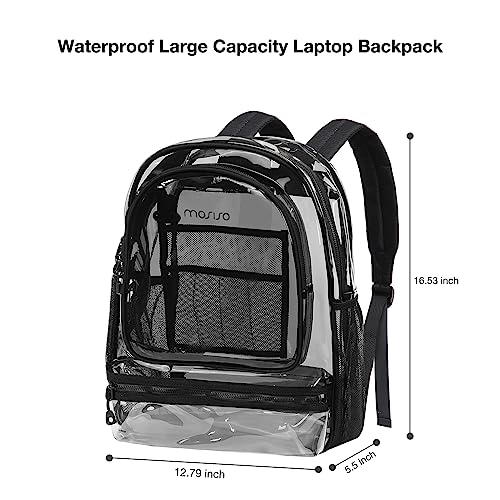 MOSISO 15.6-16 inch Travel Laptop Backpack, Waterproof Stylish Large Capacity Casual Daypack Bag for Business, Fashion TPU Transparent Computer Bag with Reinforced Strap, Black4