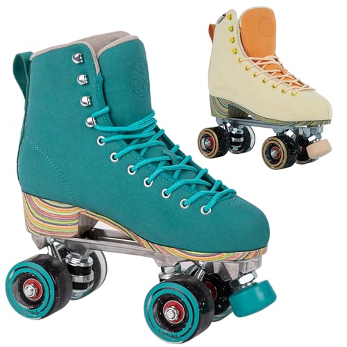 LMNADE Throwback Traditional Figure Skate Style Vegan-Friendly Roller Skates. Ideal Roller Boots for Girls and Women Suitable for Indoor & Outdoor Use Size - UK 7