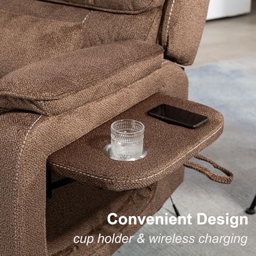Image of Large Power Lift Recliner Chair for Adults Elderly, Dual Motor Electric Recliner 400LBS, Lay Flat Recliners with Folding Tablet, Wireless Charging, Extended Footrest, USB Ports