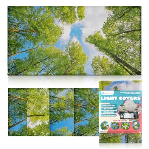 Image of Magnetic Tree Cover for Fluorescent Or LED Fixture - Fluorescent Light Covers for Ceiling Lights - Must Haves for Teacher Supplies - Classroom, Home, Office Decor - Shades Overhead Lighting