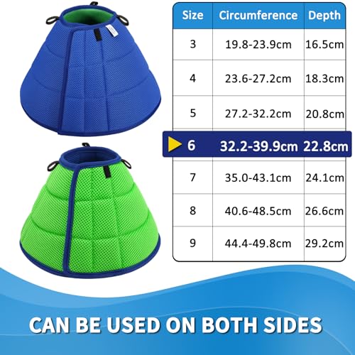 Halskrause Hund Weich, Hundekragen Leckschutz, Atmungsaktive Halskrausen für Hunde, Einstellbarer Schutzkragen Leckschutz Hund, Leicht Halskragen Hunde(Size 6, Blau)