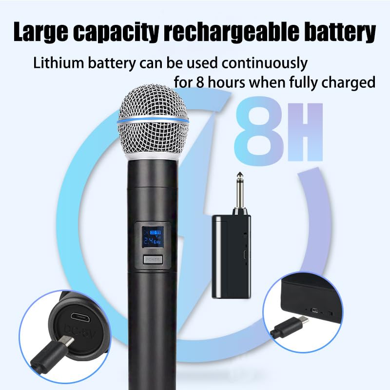 Professional-Grade Handheld Wireless Microphone System with Rechargeable Receiver & 3.5mm Output - Image 2
