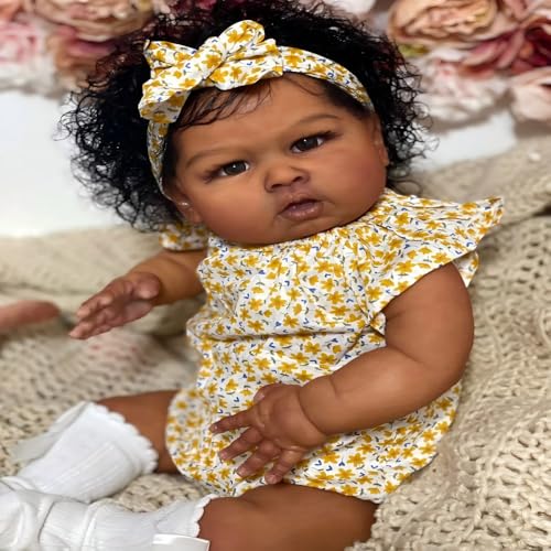 Muñeca Reborn Bebé Negro Realista 24 pulgadas miniatura 1