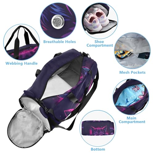 Duffle Bag Kids Gym Bag with Shoes Compartment & Wet Separation Overnight Travel Bag Mighty Wolf for Girl Boy4