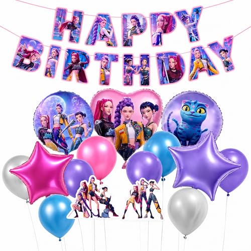Kit Déco Anniversaire K-pop 55 Pcs : Ballons, Banderole, Cake Toppers. Thème Musique Coréenne & Idols. Idéal pour Fans, Filles et Ados. Décoration de Fête Complète et Festive.