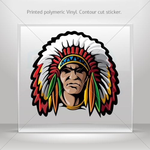Decal Sticker Indian American native car helmet window bike Garage door 6 X 5.8 Inches Vinyl color print 0600 XZZ53