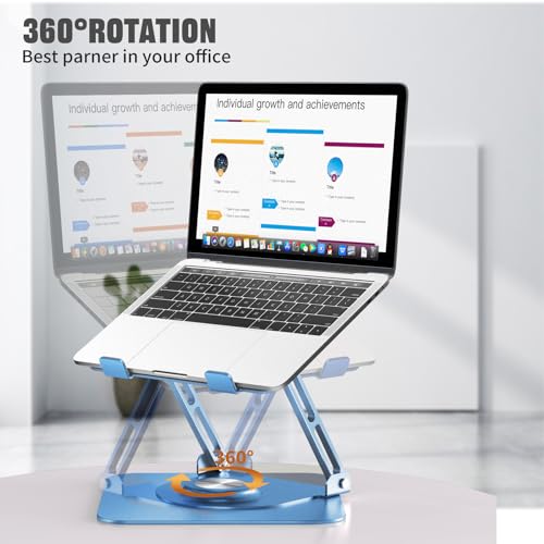 Image of JOYEKY Laptop Stand for Desk, Adjustable Computer Stand with 360 Rotating Base, Ergonomic Laptop Riser for Collaborative Work, Foldable & Portable Laptop Stand, fits for All 10-16 inch Laptops