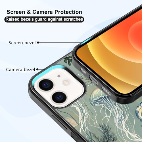 Coque iPhone 12 Mini méduse verte esthétique aquarelle pour fille
