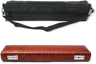 Flute Case Cover Bag with Adjustable Strap flute Storage Box with Velvet Inside Solid wood Durable Lightweight (16 hole,red)