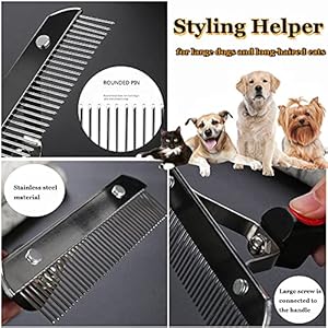 Undercoat rake for dogs dog rake brush long tooth grooming rakes brush with anti slip handle  dog brushes for grooming long hair pets  husky german shepherd golden retriever brushes for shedding   cucciolini doodles