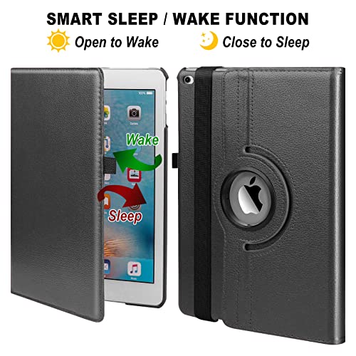 Case for Case Fit 9.7 2018 2017 / Air 2 / Air - 360 Degree Rotating Case Cover for 9.7\'\' (5th Generation, 6th Gen) / Air 2 / Air with Auto Sleep Wake (Black)