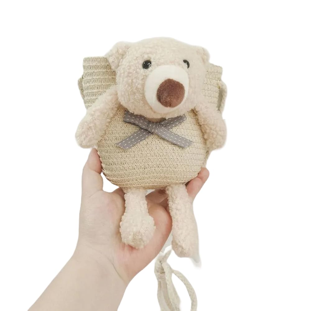 UNDERPINE Toddler Purse Little Girl Purse, Bunny Crossbody Bag for Girls, Straw Purse for Girls Aged 2-7