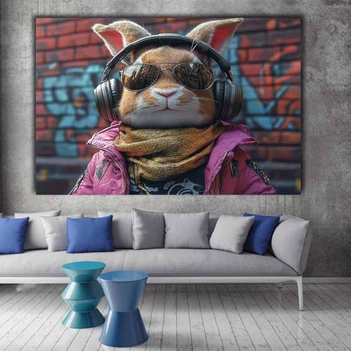 Tableau lapin grey 59 impression sur toile florale 70x100cm pour salon