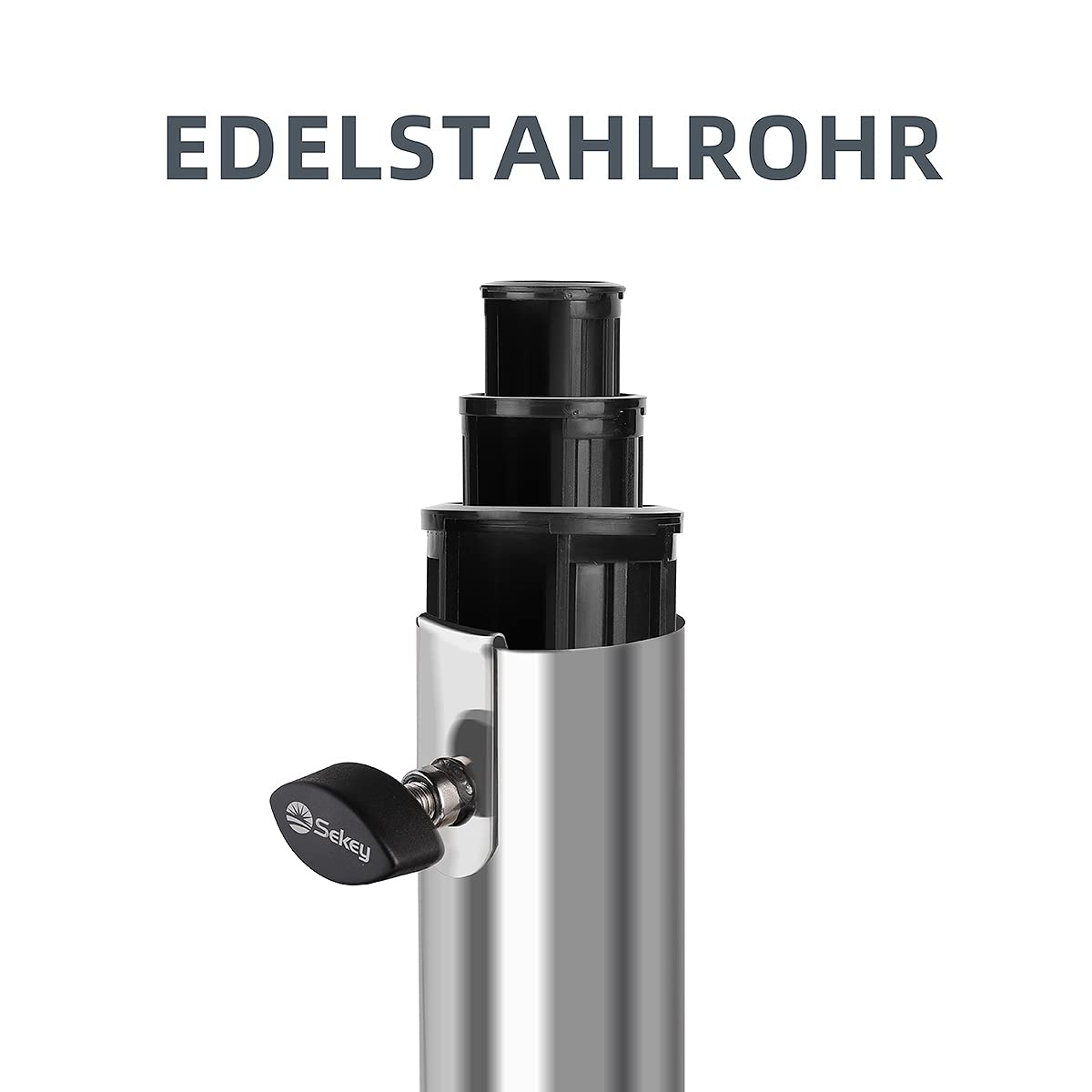 Sekey Granit Sonnenschirmständer mit Edelstahlrohr, Hochwertiger halb-Sockel, für Schirmstöcke bis 22-38 mm, Balkonschirmständer 25KG Grau
