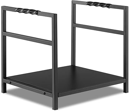 IRONMAX Firewood Rack, Decorative 16 Steel Fireplace Wood Storage Stand w/Bottom Tray & Non-slip Handles, Indoor/Outdoor Heavy Duty Fire Log Stacker Holder for Stove Fire Pit Fireplace