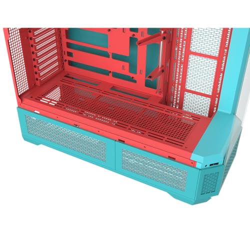 Image of Thermaltake View 600 TG; Full Tower; 420mm Radiator Support; 480mm GPU Clearance; Hidden Connector Support; Rotatable PCIe Slots; 220mm PSU Clearance; Mint Strawberry; CA-11H-00FLWN-00