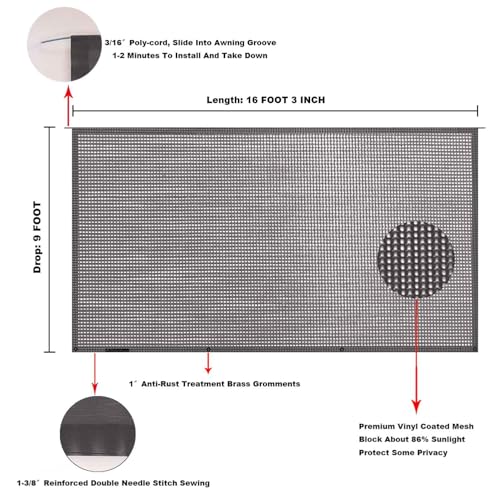 Image of RV Awning Mesh Sun Shade Screen for Motorhome Camper Trailer Sunshade