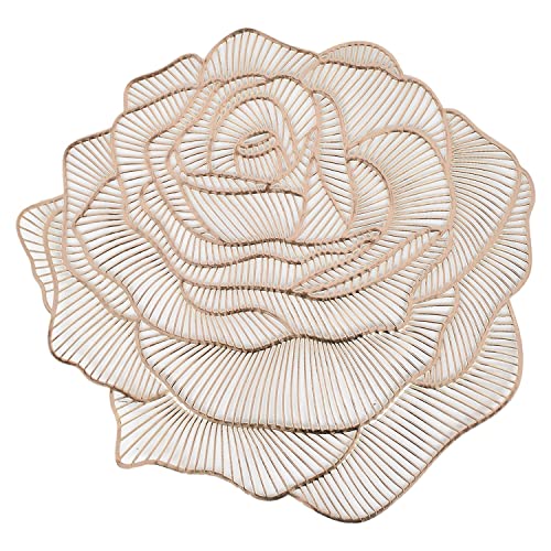 Image of Dakshya Industries Premium Set of 2 Round Table Placemats 38x38 cm PVC Waterproof - Washable Dining Table Mats (Copper)