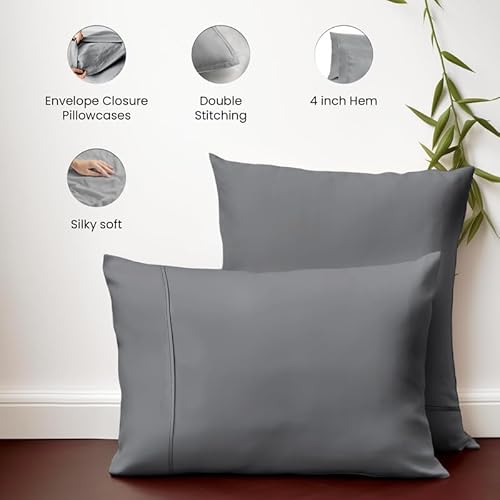 Fronhas King Size de viscose de bambu com fecho de envelope, cinza claro