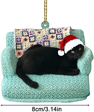 Black Cat Christmas Ornament,Christmas Tree Xmas Trees Decorations,Car Hanging Ornaments Keepsake for Xmas Party Holiday Home Decor, Cat Lovers Gift, Black Cat Gift