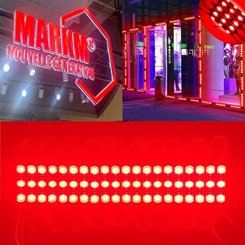 Image of LED Module Super Bright 200 PCS Red 2835SMD 3 LED Module Waterproof Decorative Light for Letter Sign Advertising Signs with Tape Adhesive Backside (Red)