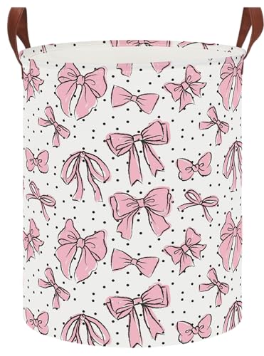 Image of NTAOHAMPER Laundry Hamper,Laundry Basket,Baby Nursery Hamper,Waterproof Storage Bin,Clothes Organizer Basket,Room Decor(Hand-drawn Bowknot)
