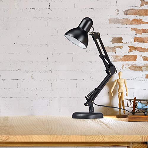 Relaxdays Retro Schreibtischlampe, Gelenk-Arm, schwenkbar, Büro Leselampe, Metall, E27, HxBxT: 50 x 27 x 15 cm, schwarz – Bild 3