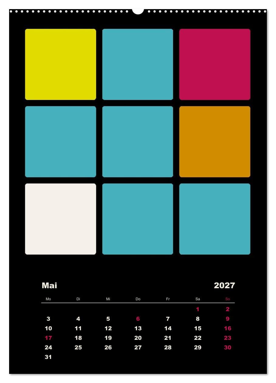 Fotokalender FARBFLÄCHEN (hochwertiger Premium Wandkalender 2027 DIN A2 hoch), Kunstdruck in Hochglanz: Foto-Collagen auf farbigen Quadraten (CALVENDO Hobbys)