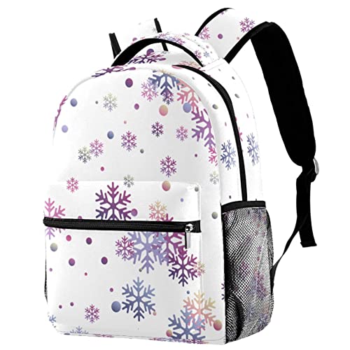 Sac à dos voyage scolaire motifs cercles flocon de neige avec porte-bouteille