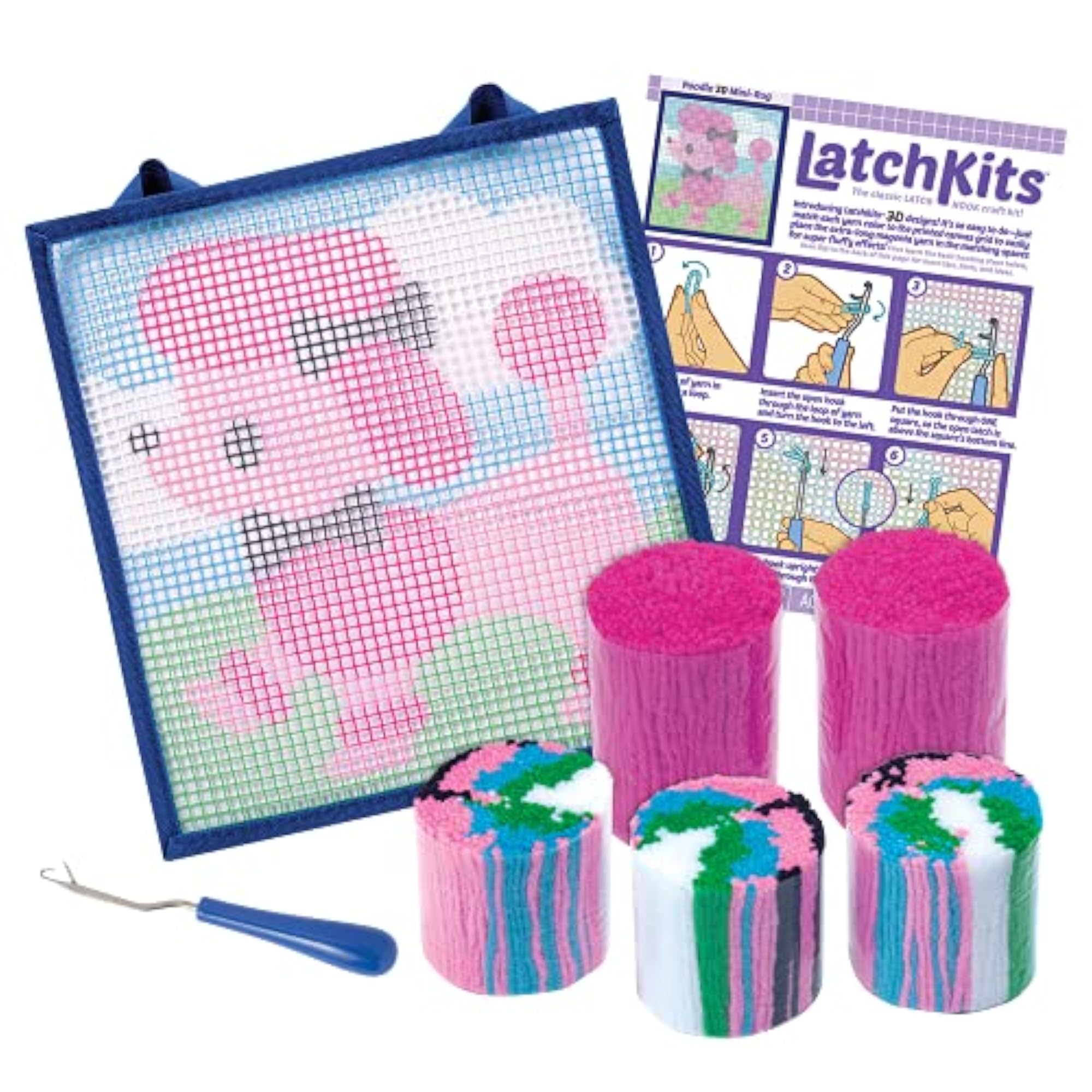 Mini-Rug Sewing Kit, Classic Latch Hook Craft Kit - Poodle 3D