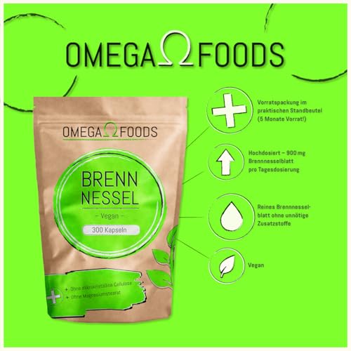 Brennnessel Kapseln - Insgesamt 300 Kapseln - Hochdosierte 900mg je Tagesdosierung - 100% Vegane Brennessel Kapseln - Jede Kapsel mit 450mg… – Ansicht 3