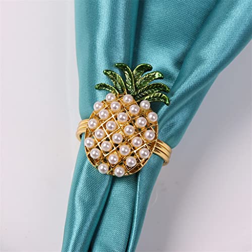 Dxmrwj 6Pcs Napkin Ringstowel-Button Pineapple Pearl Ring Summer Wedding Gifts Perle Decoration (Color : Gold, Size #TOP5