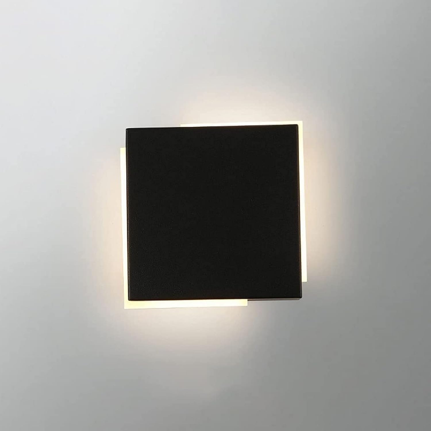 Lámpara de pared LED cuadrada, aplique de Metal, pantalla acrílica, lámpara de pared moderna, accesorios de iluminación interiores modernos(Negro)