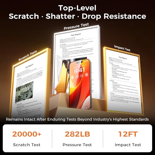 Image of Zeniss NeverBreak 9H+ Hardness for iPhone 15 Pro Screen Protector 12FT Military Grade Protection (Scratch, Shatter, Drop Resistance) 15 Pro Tempered Glass Full Edge Coverage Case Friendly 6.1 inch 2 Pack