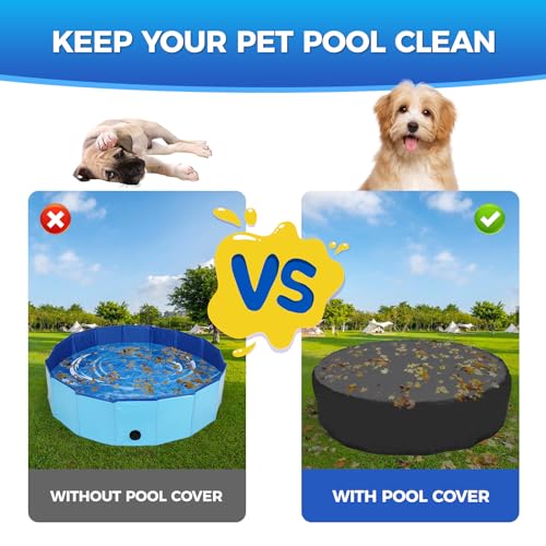 Tufmunb 63-64 inch Foldable Dog Pet Bath Pool Cover, Portable Round Collapsible Pool Cover with Oxford Cloth Material and Drawstring Design for Dog Pet Pool, Waterproof and Dustproof (Black) by Tufmunb - Image 4